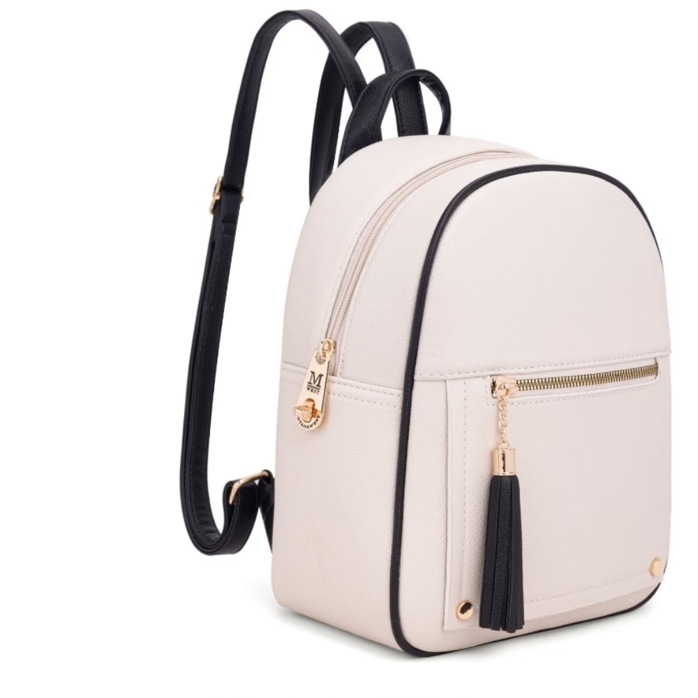 MONTANAWEST, Anti-theft Backpack With Secure Zipper And Tassel, Biege And Black